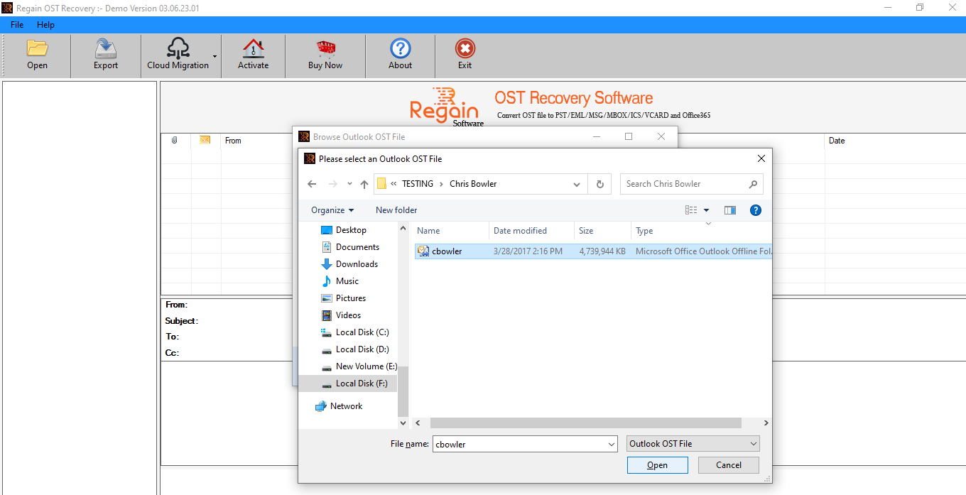 screenshot of Regain OST Recovery Tool